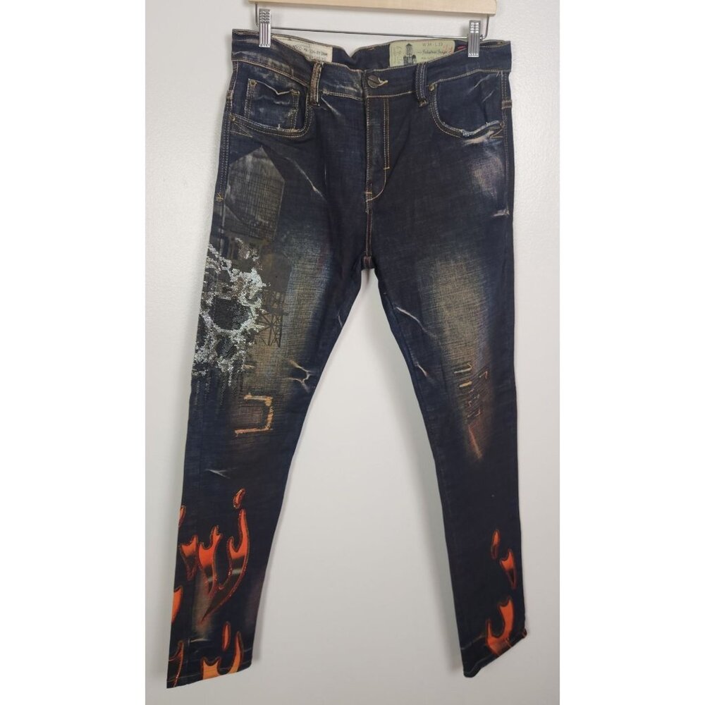 Industrial Indigo Men's Sz. 34x33 Blackbird Skinny Stretch Jean